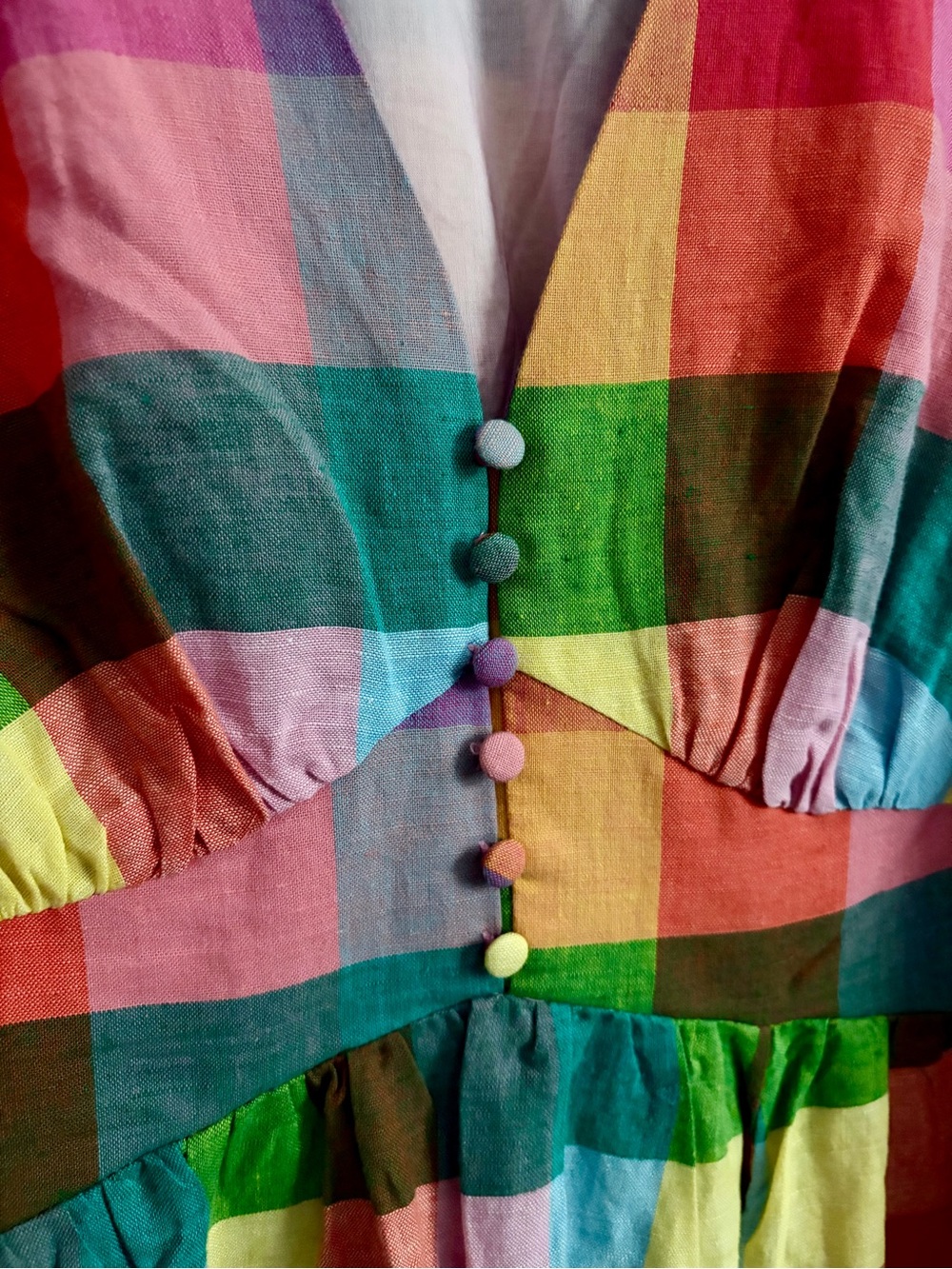 Boden Colorful Gingham Maxi Dress with Puffed Sleeves. - Picture 5 of 7